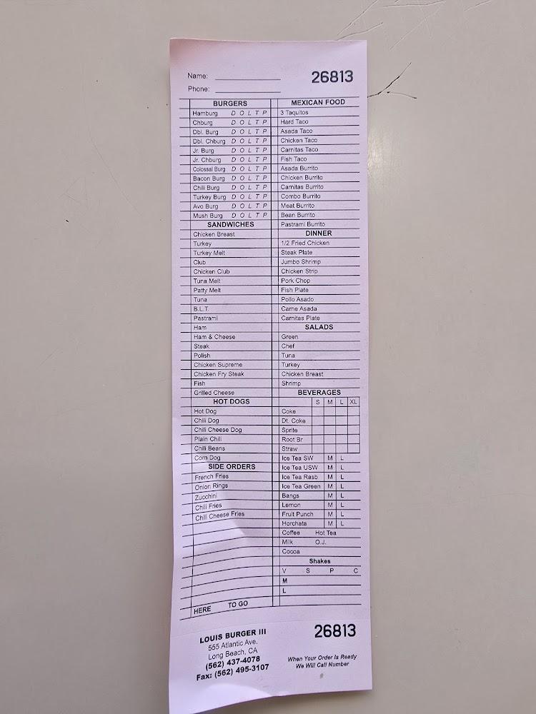 Louis Burger III Menu image 1